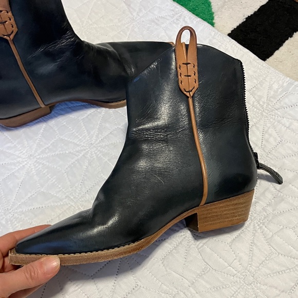 Free People We The Free Wesley ankle boots Black and Tan leather size US 7 - Picture 8 of 15